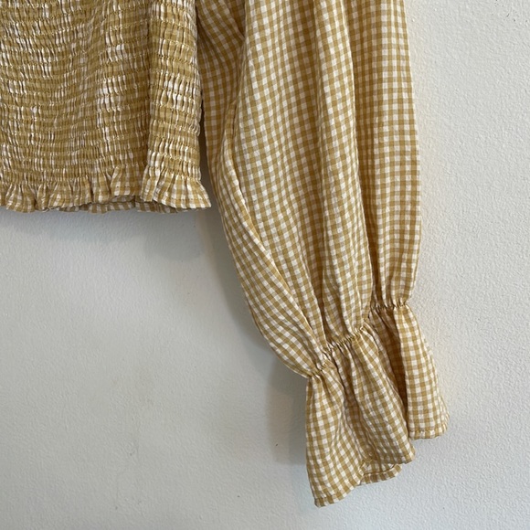 Urban Outfitters Yellow Gingham Crop Top | Size Large - Picture 5 of 8